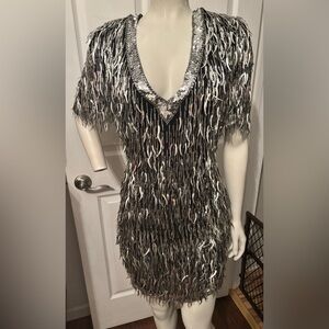 Vintage Sho Max sequin tassel dress S